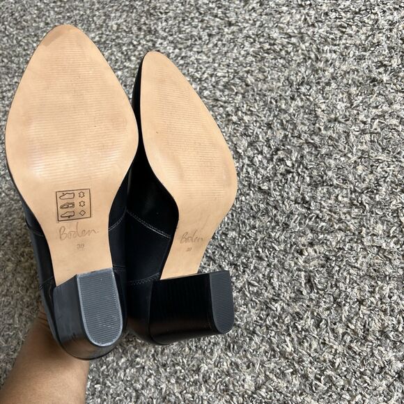 Boden Western Ankle Boots Black Leather Block Heel Pointed Toe Size 39 US 8 NEW - Picture 2 of 8